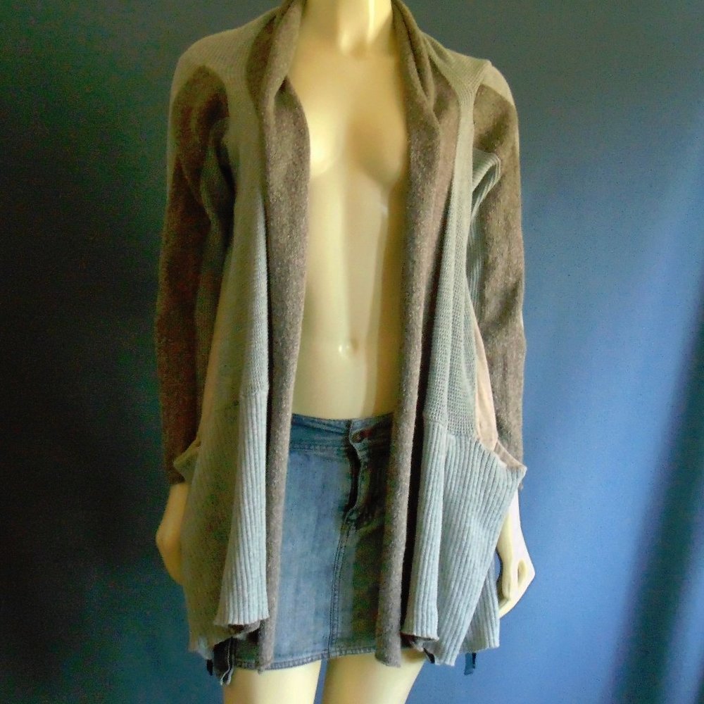 Sparrow Hi Lo Patchwork Open Cardigan PL - Picture 2 of 9